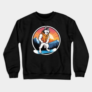 Hero Husky Snowboarder Crewneck Sweatshirt